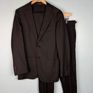 Suitsupply Havana Patch UL Soho EB Suit Set Men's 38R Black Wool Blend Slim Fit